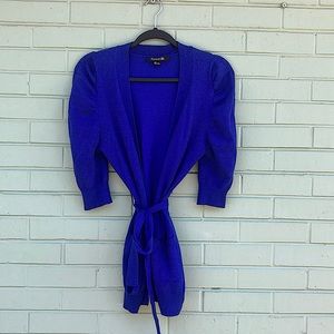 Colbolt blue tie front long cardigan sweater woman’s small